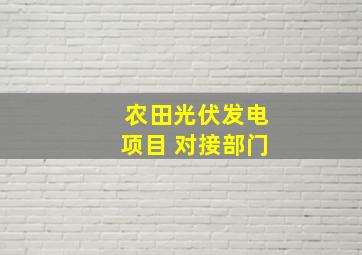 农田光伏发电项目 对接部门